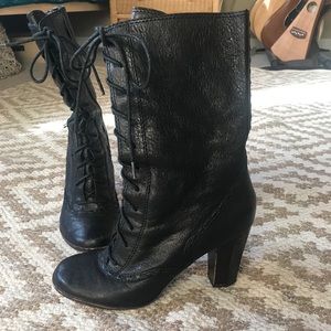 Frye Adrienne lace-up black leather boots 6.5.